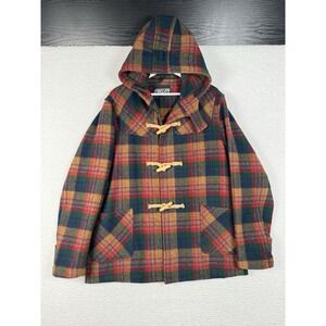 Vintage FIDELITY Wool Plaid Toggle Jacket Hooded - Men's Large